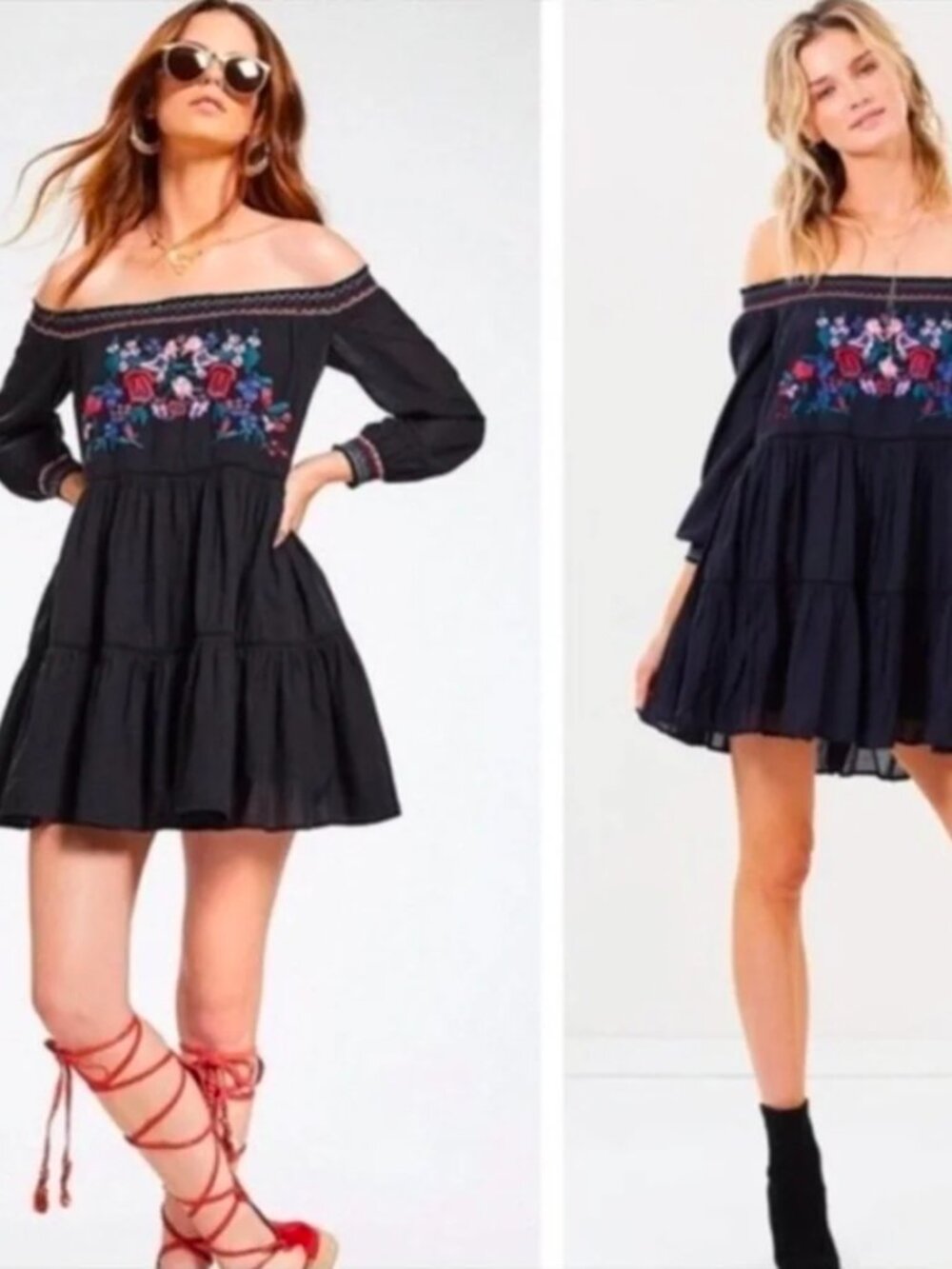 FREE PEOPLE Sunbeams Embroidered OffShoulder Dress